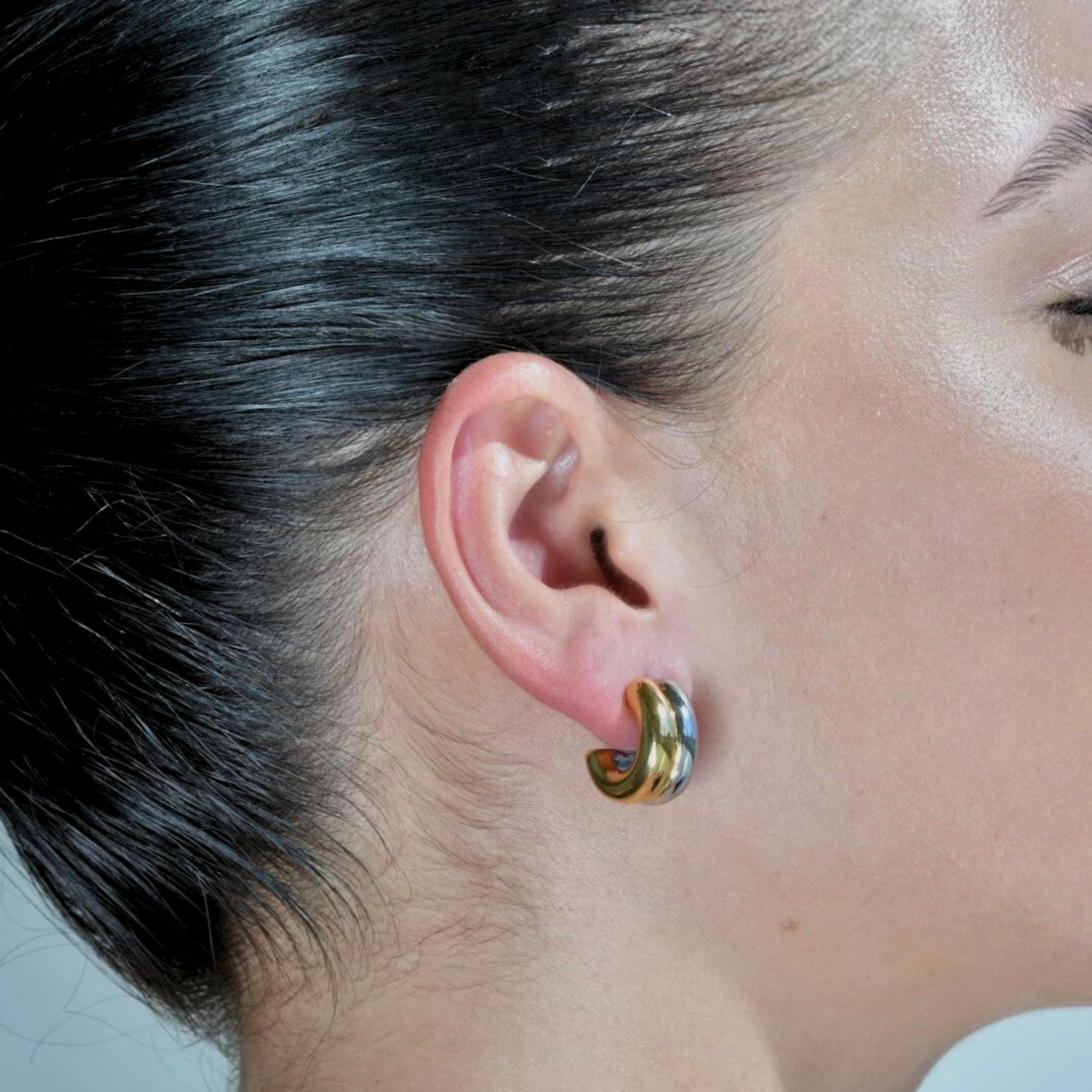 DEMI Gold Silver Double Hoop Earrings