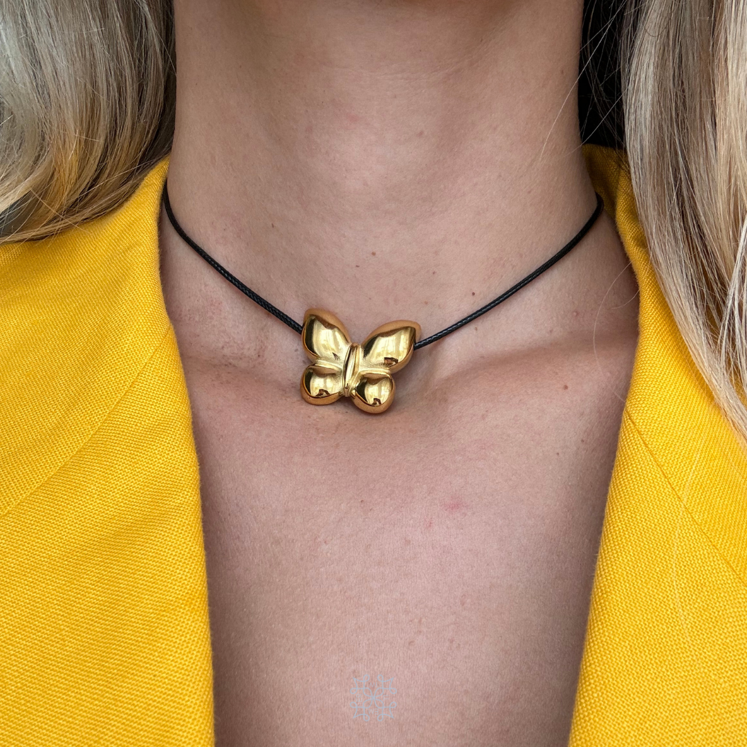 BUTTERFLY Gold Velvet Choker