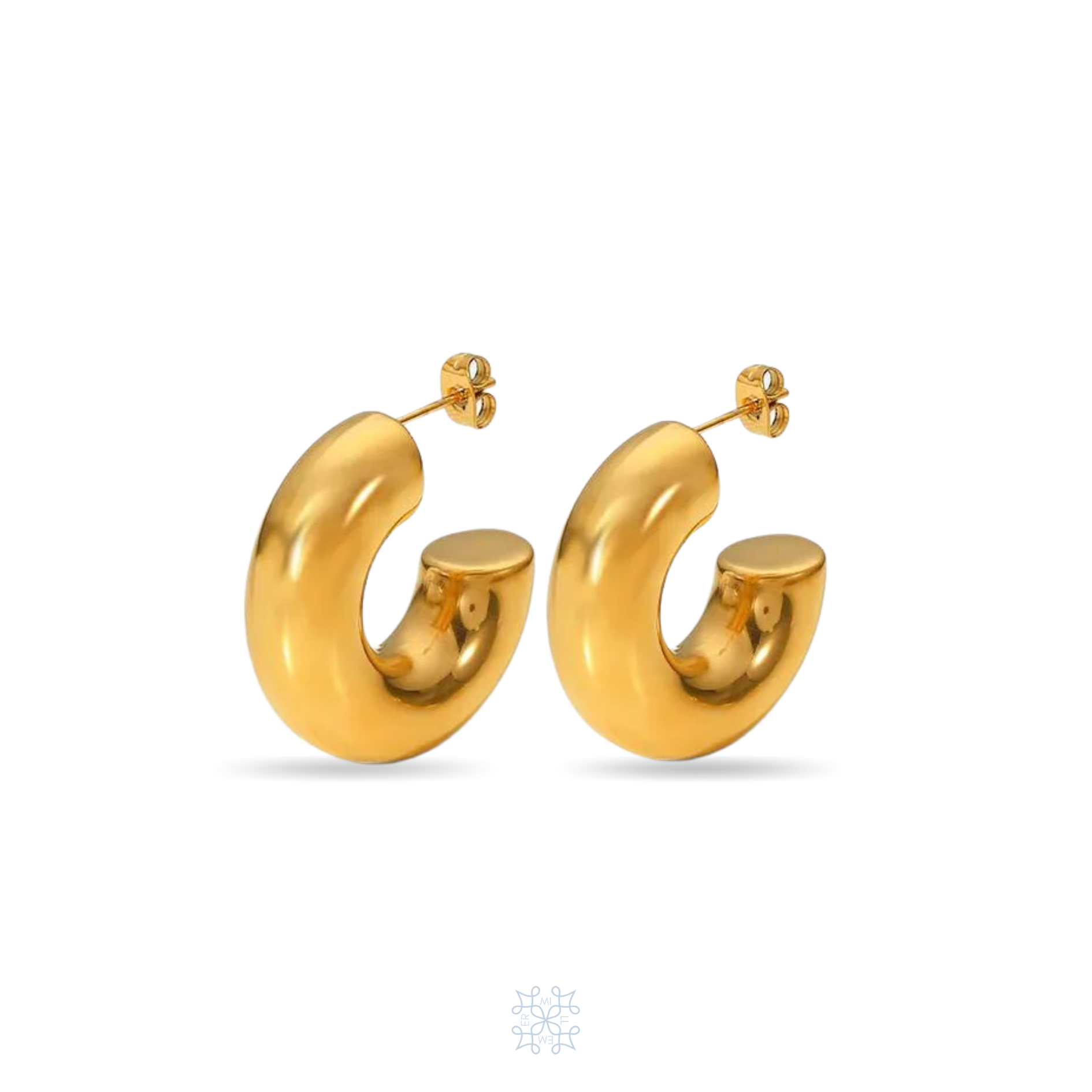 Classic chunky gold hoops. Circle earrings. 