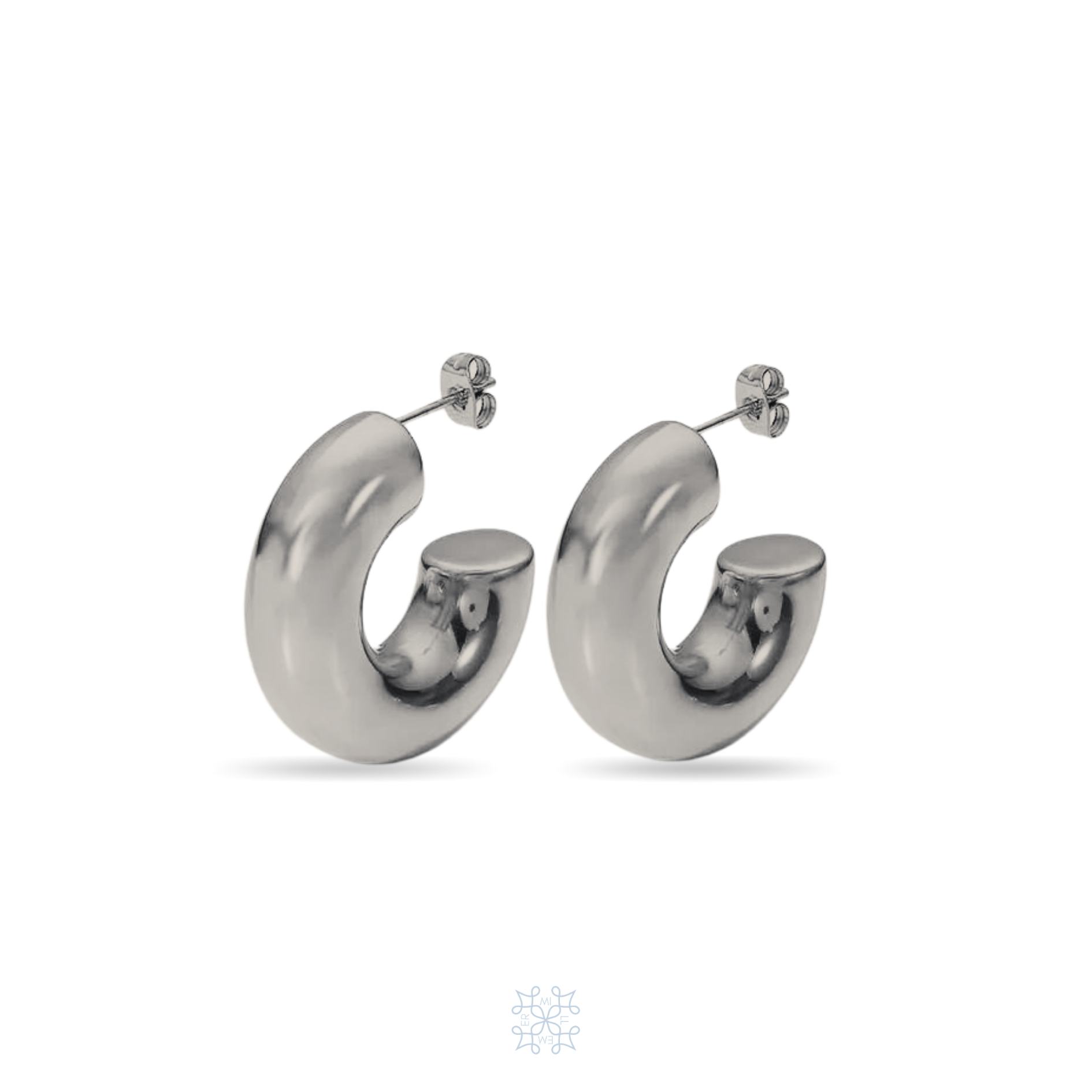 Chunky Silver Hoop Earrings. Round shape plated in silver earrings with a chunky bold look.