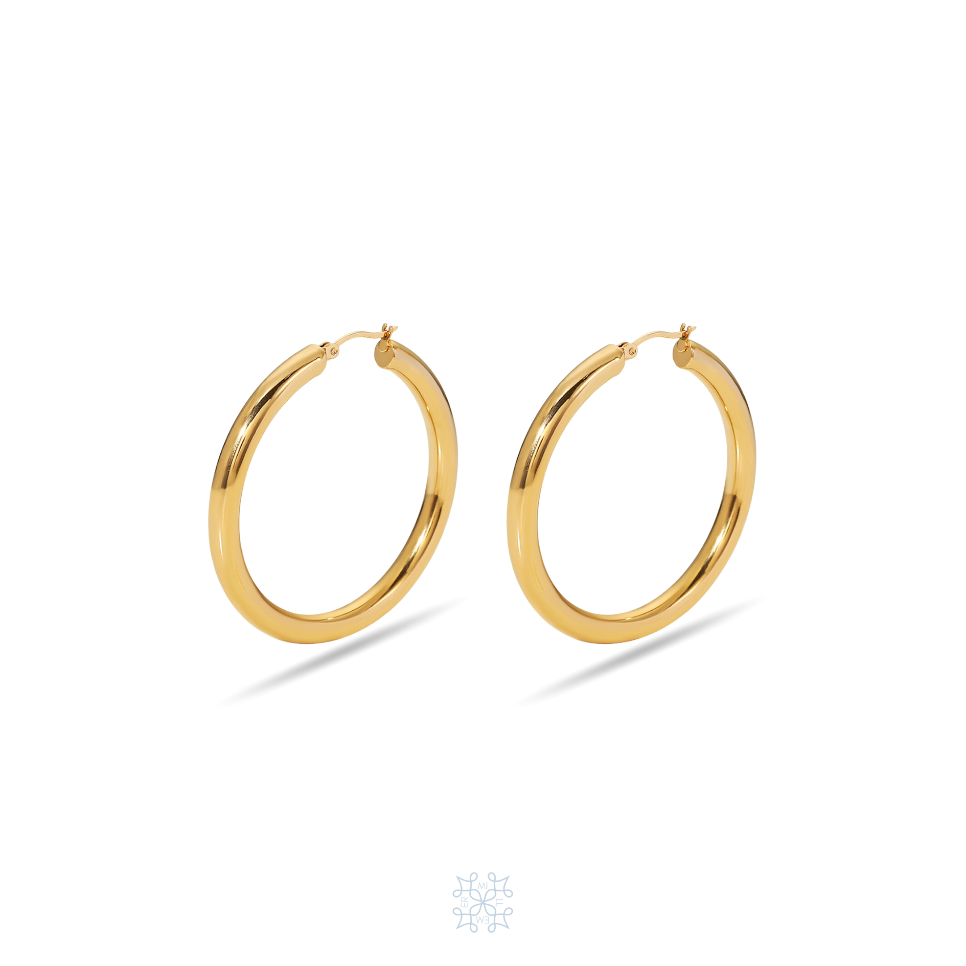 Classic Big Gold Hoops. Big Round circle Earrings plated in gold.