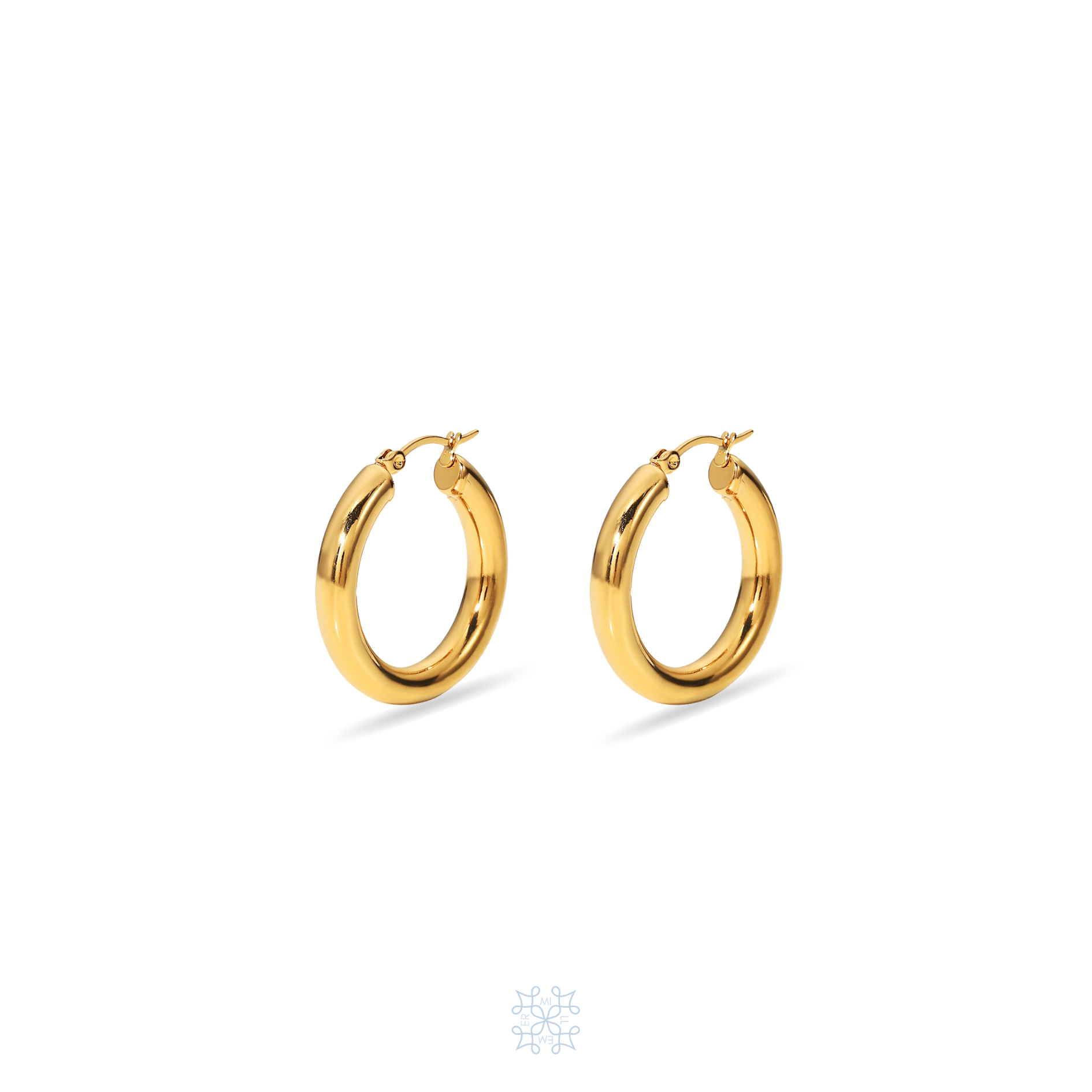 Gold plated hoops. Round circle earrings plated in gold.