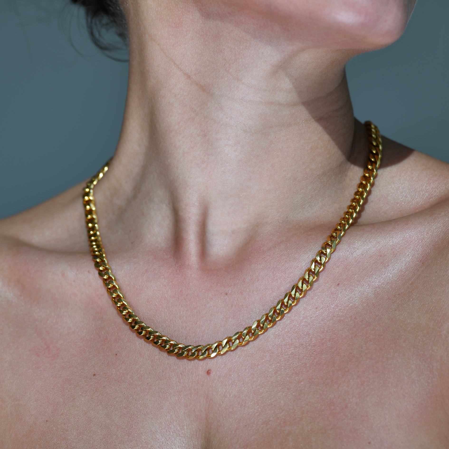 CUBAN chain Necklace. Seven milimeters of chain width. Gold cuban chain. CUBAN B Chain Necklace