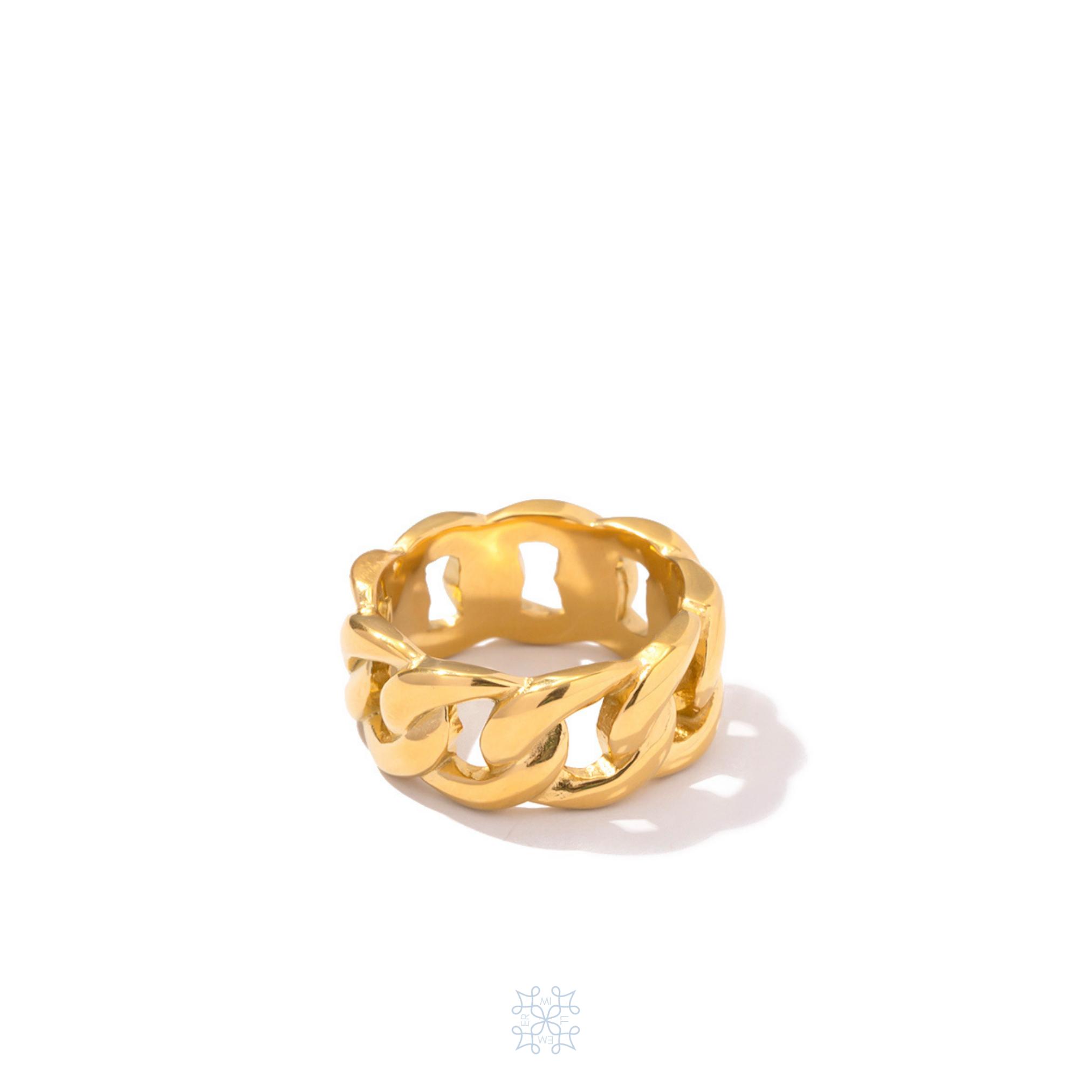 CUBAN chain gold ring.  Circle Cuban chain design ring