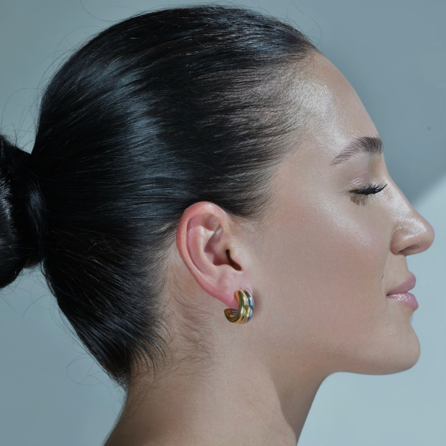 DEMI Gold and Silver Double Hoop Earrings