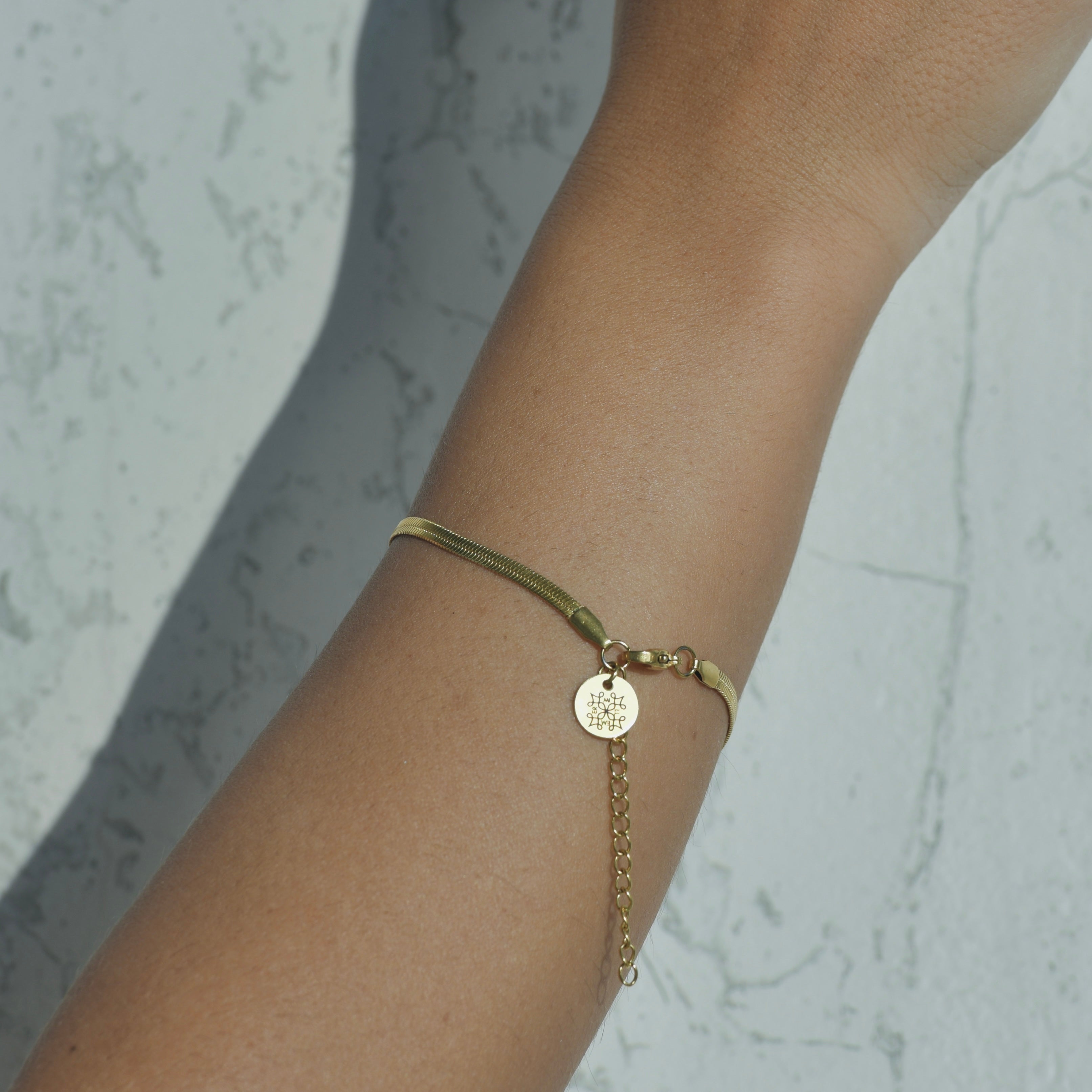 Herringbone texture Gold bracelet.