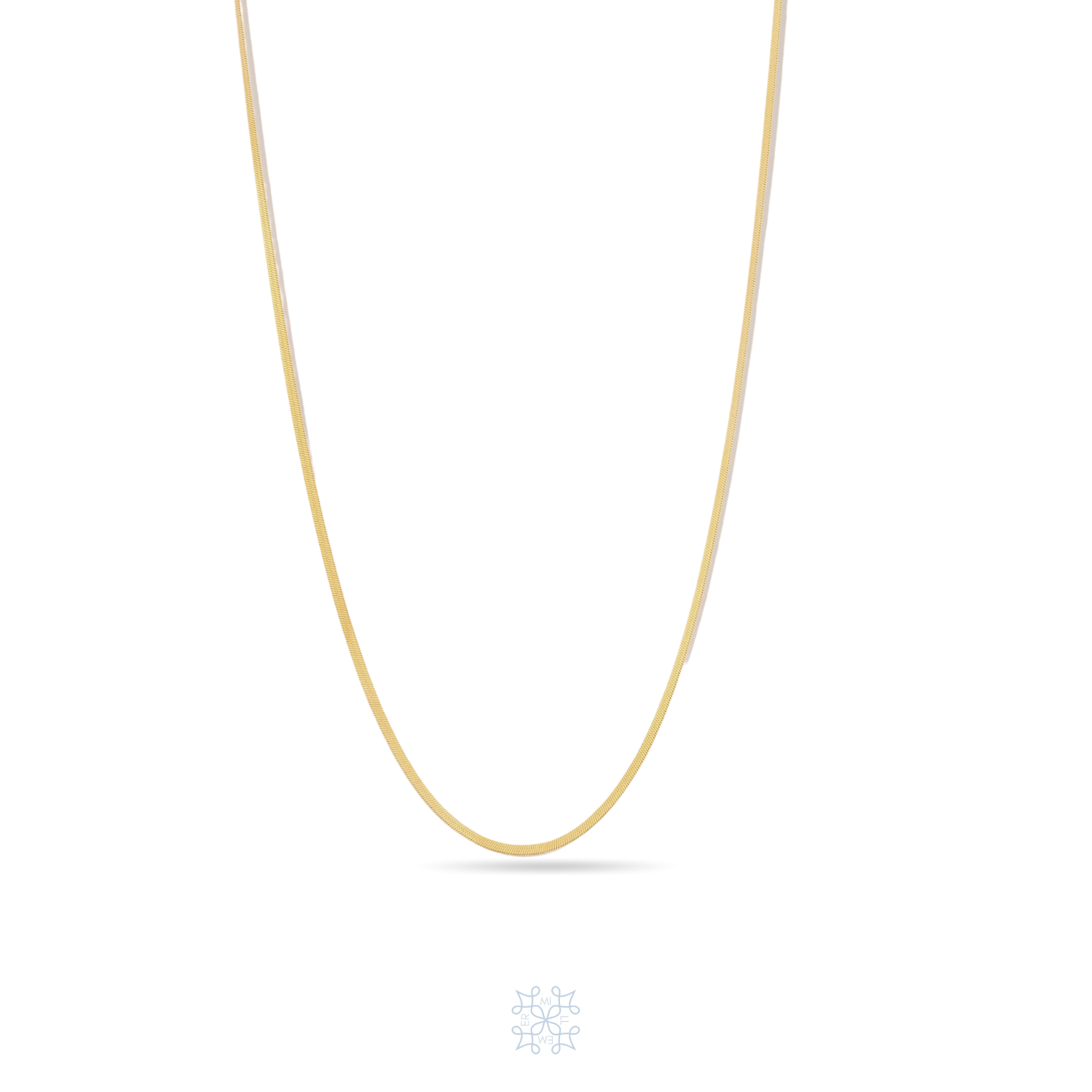 Herringbone necklace texture, two milimetres slim, gold, chain necklace. 