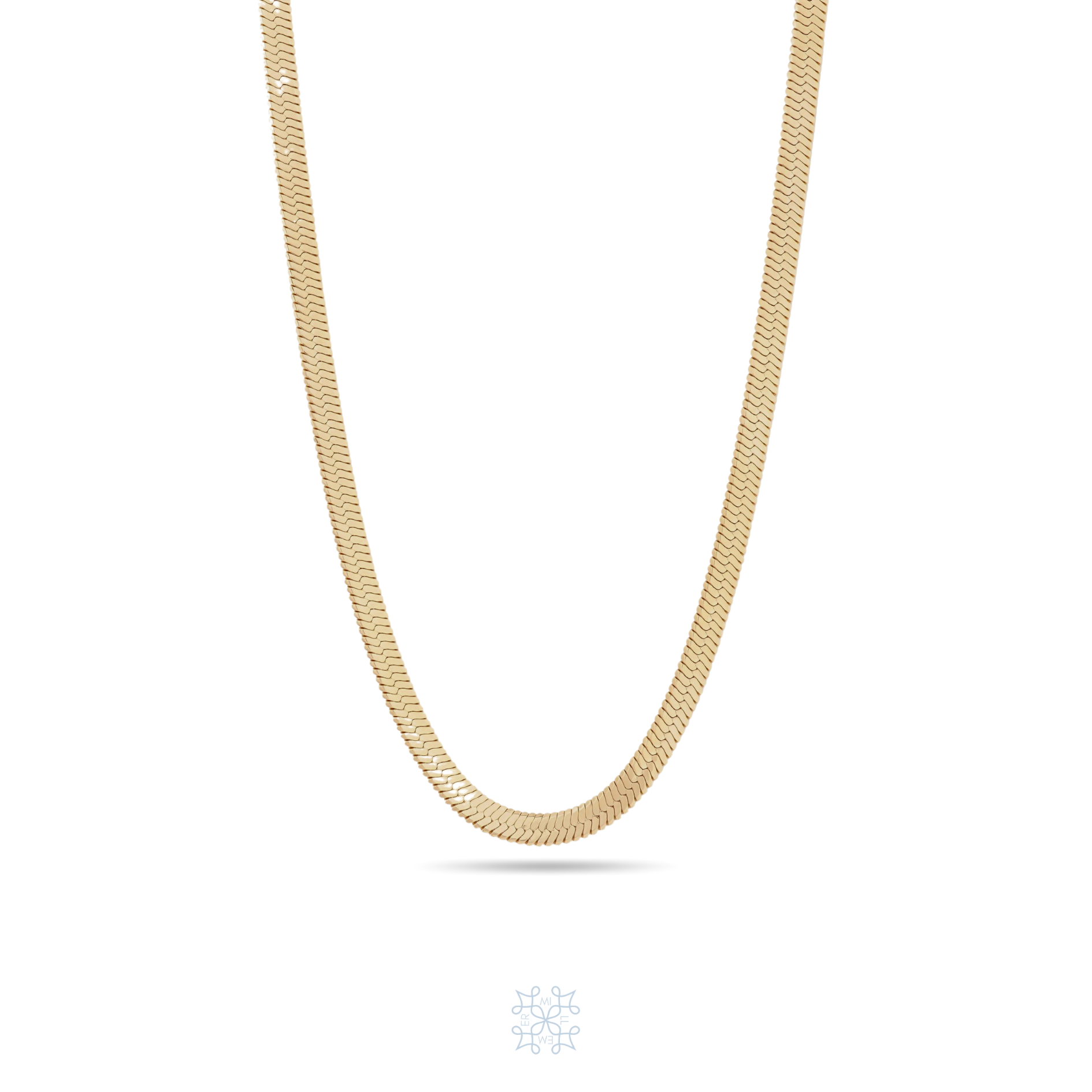 Herringbone gold chain. Long version. five mm width. HERRINGBONE LONG GOLD CHAIN NECKLACE