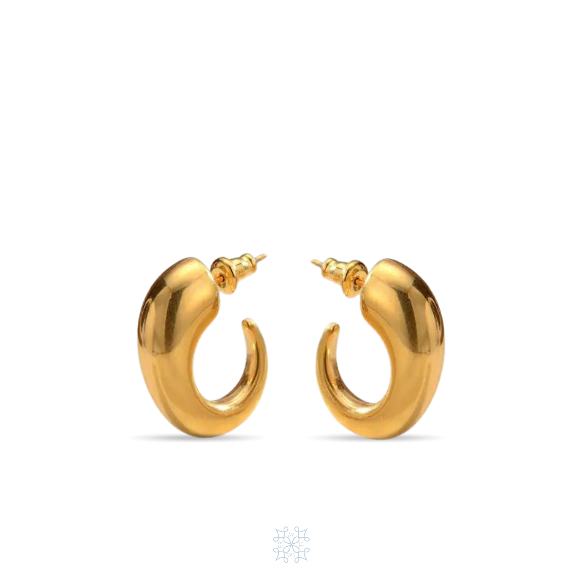 HORN shaped gold Earrings. Chunky horns shape hoop earrings.