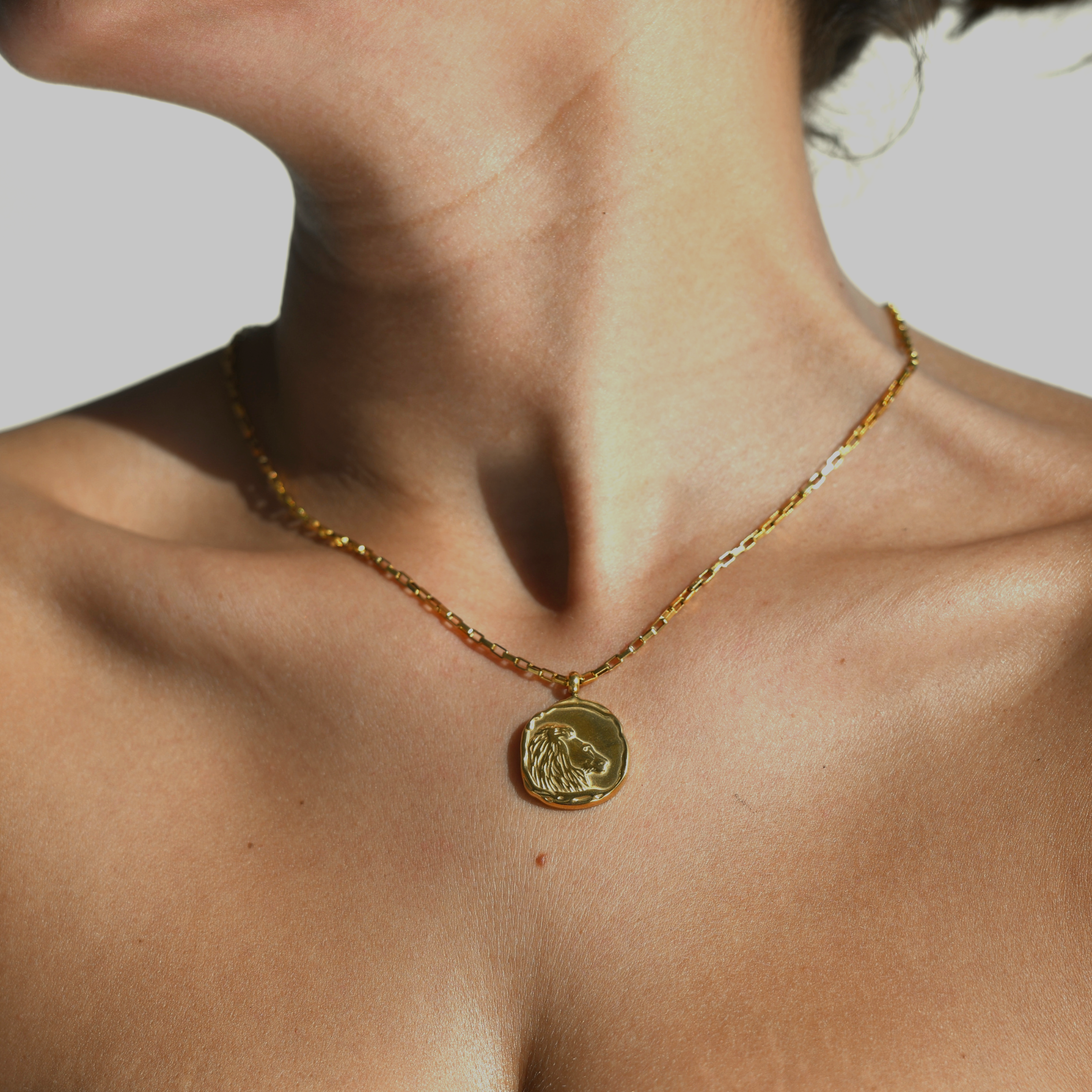 LEO Zodiac Medallion Gold Necklace