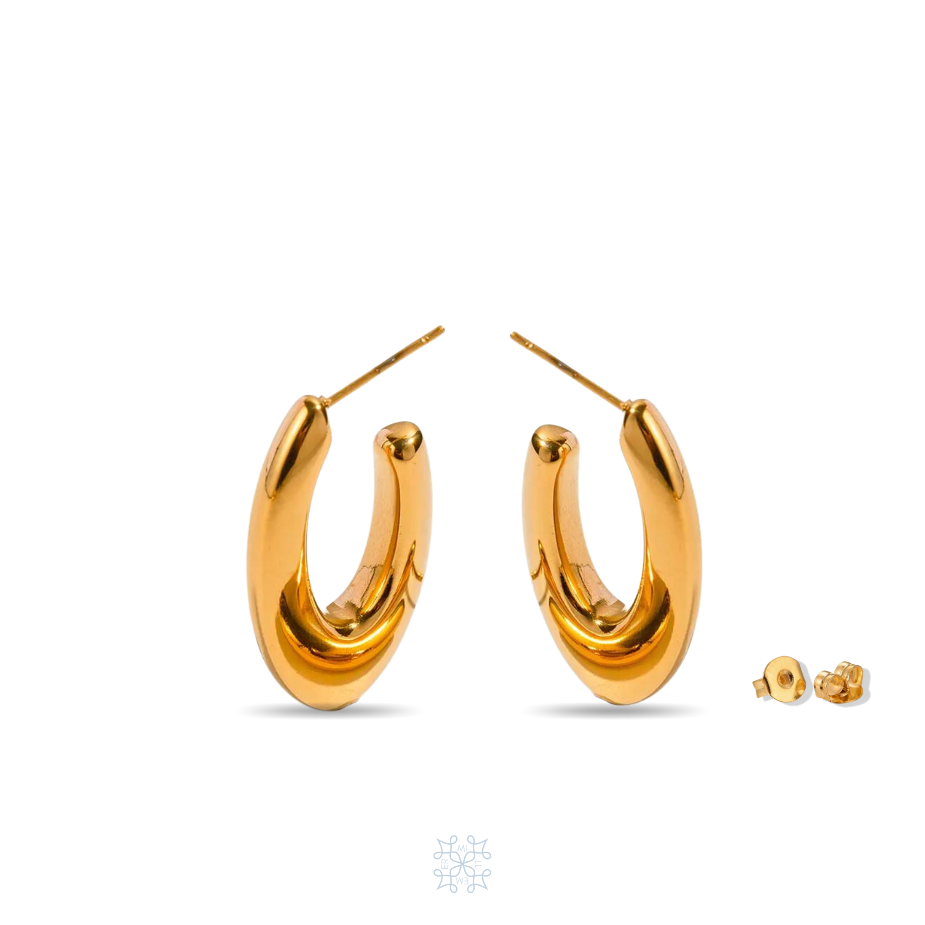 Gold Plated Oval shape Hoop Earrings.
