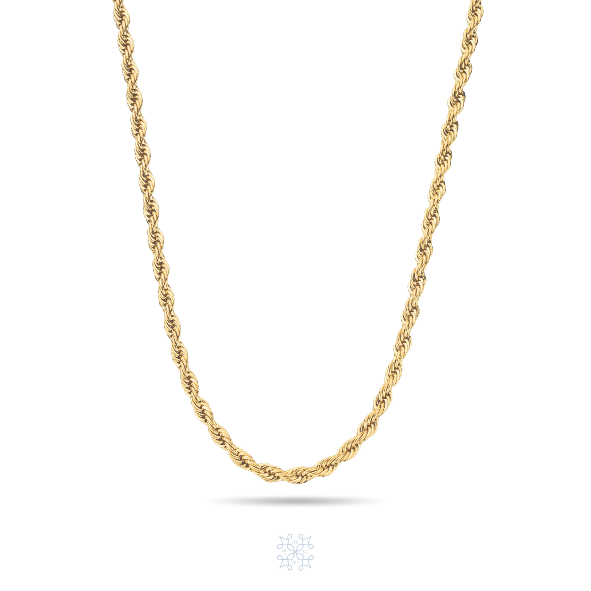 Gold chain in the texture of a rope. Robe B Chain Necklace. 