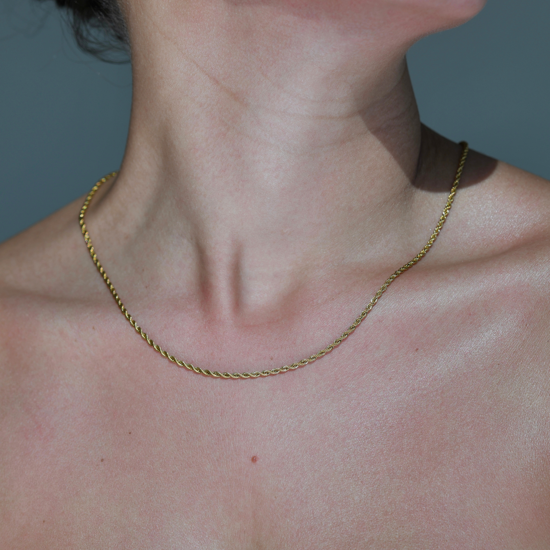 ROPE S Gold Chain Necklace - Rope texture elegant chain necklace.