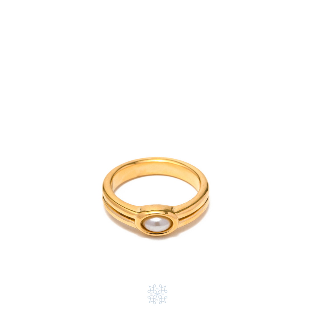 SANTORINI Pearl Gold Halo Ring
