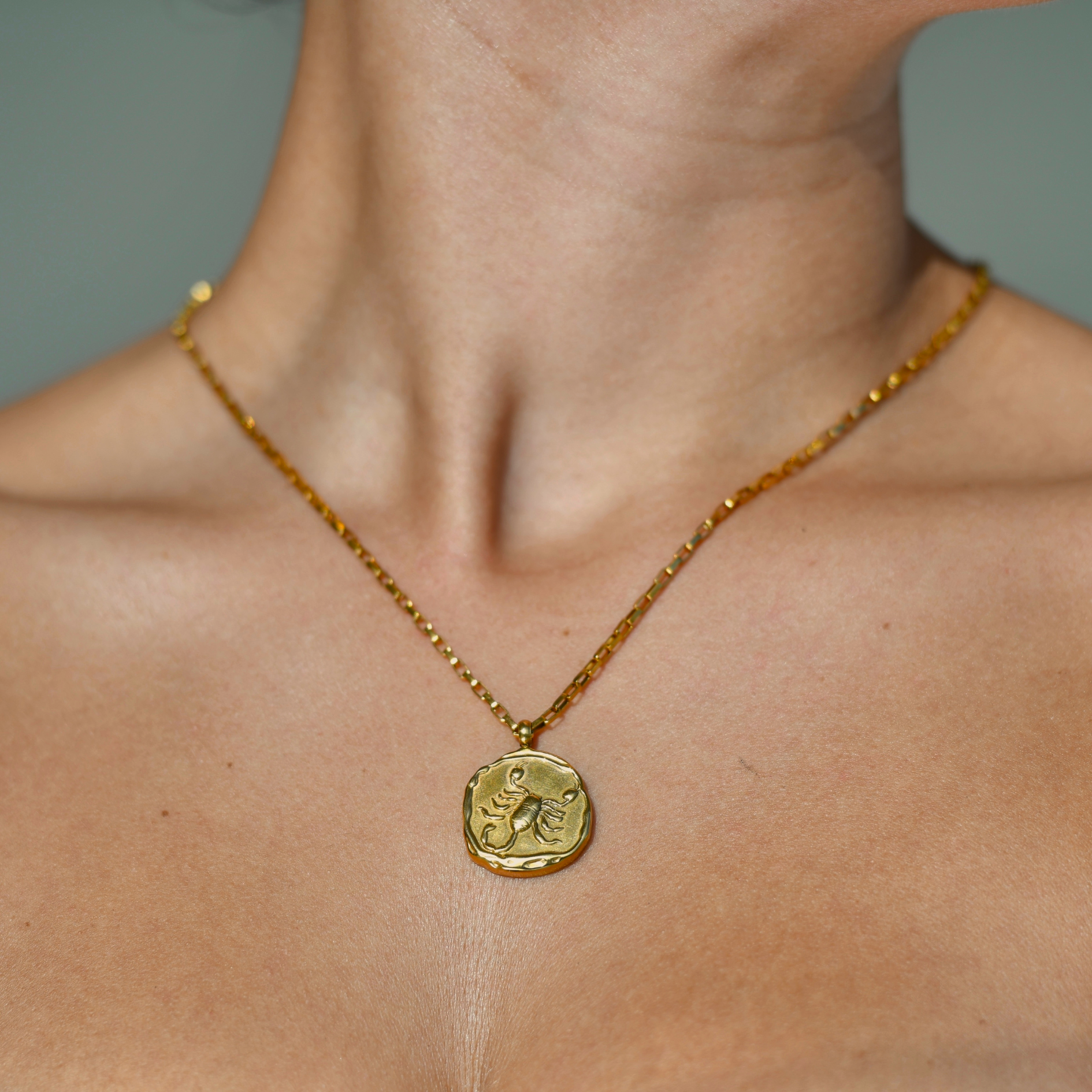 SCORPIO Zodiac Medallion Gold Necklace