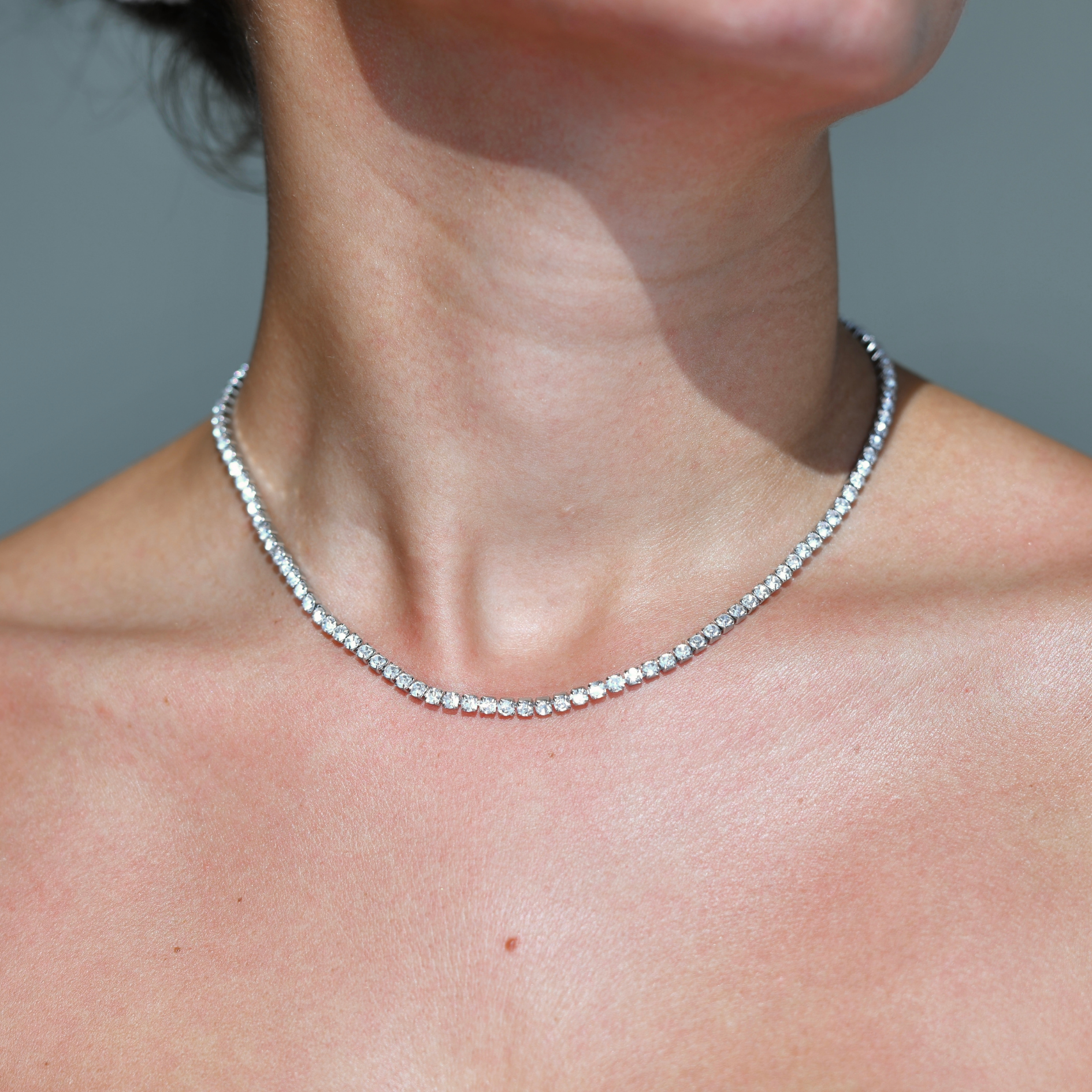 TENNIS Zircon Silver Necklace